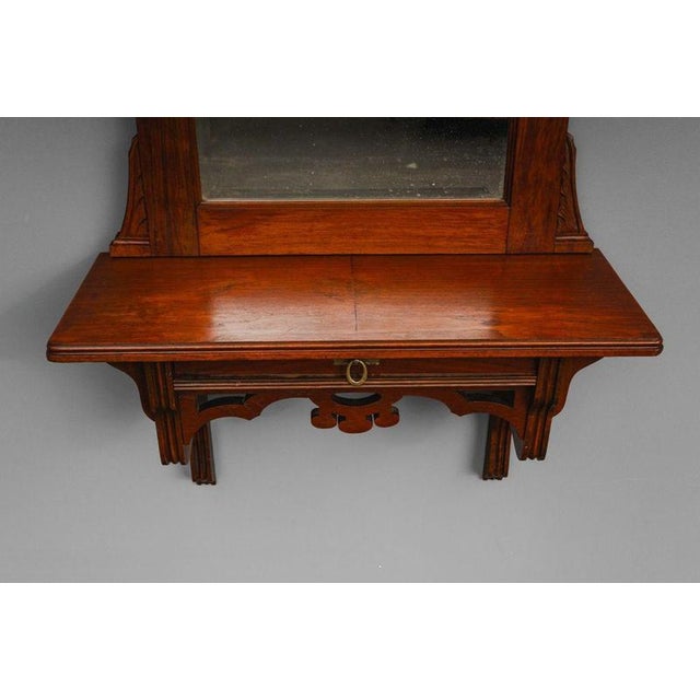 Art Nouveau Wall Mirror with Console in Walnut, Early 20th Century For Sale - Image 10 of 16