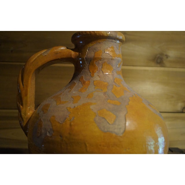 Rustic French 20th Century Pottery Jug With Yellow Glaze For Sale In San Antonio - Image 6 of 11