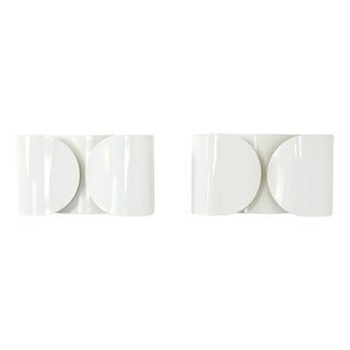 White Foglio Wall Lamps by Tobia & Afra Scarpa for Flos, 1960s, Set of 2 For Sale