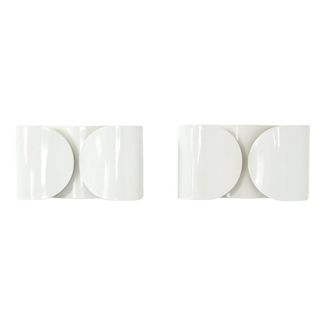 White Foglio Wall Lamps by Tobia & Afra Scarpa for Flos, 1960s, Set of 2 For Sale