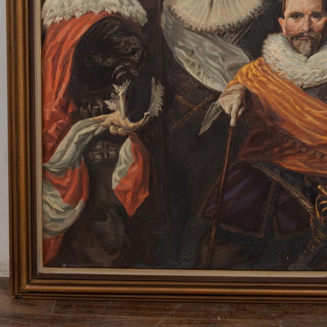 Original oil on canvas large painting by Henrik Rasmussen after Frans Hals, 'St. Adrian's Officers Assembly'. Original...