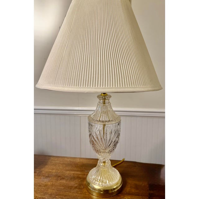 Mid 20th Century Mid 20th Century Crystal and Gold Toned Vintage Table Lamp For Sale - Image 5 of 12