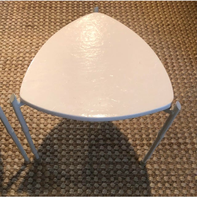 Chippendale Style Aluminum Faux Bamboo Guitar Pick Stackable Side Tables - Set of 3 For Sale - Image 4 of 13