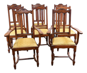 Arts and Crafts Farmhouse Dining Chairs in Oak, 1910s, Set of 8