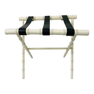 Vintage 1950’s Faux Bamboo Suitcase Luggage Rack For Sale