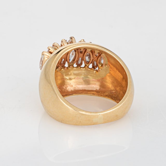1960s 60s Vintage 1.25ct Diamond Bombe Ring 14k Yellow Gold Wide Cigar Band Sz 6 For Sale - Image 5 of 7