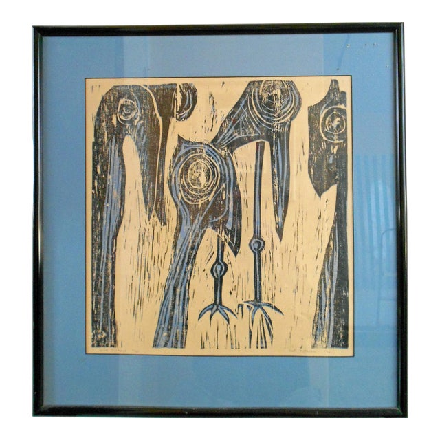Late 20th Century Reduction Woodcut Print by Scot Patterson "Wild Turkeys" For Sale