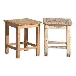 Bedside Tables in Pine Wood, Central Europe, 1940, Set of 2 For Sale
