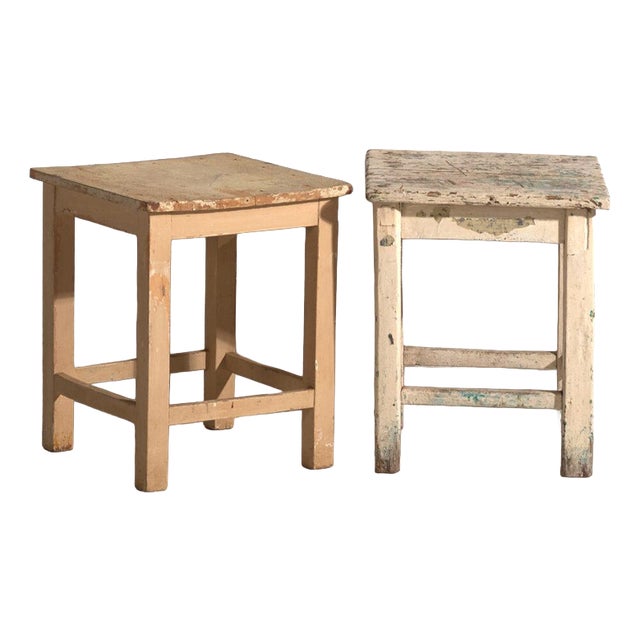Bedside Tables in Pine Wood, Central Europe, 1940, Set of 2 For Sale