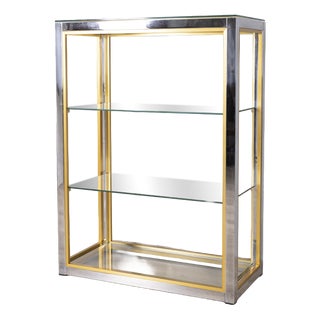 Vintage Metal and Glass Shelf by Renato Zevi, 1970s For Sale