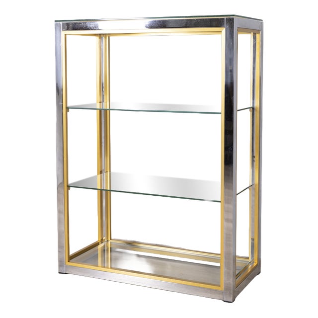 Vintage Metal and Glass Shelf by Renato Zevi, 1970s For Sale