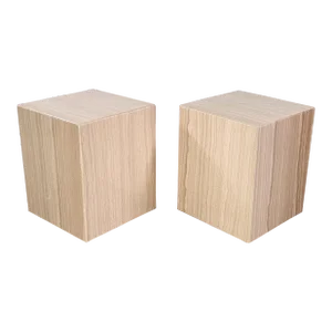 Post-Modern Travertine Cube Side Tables