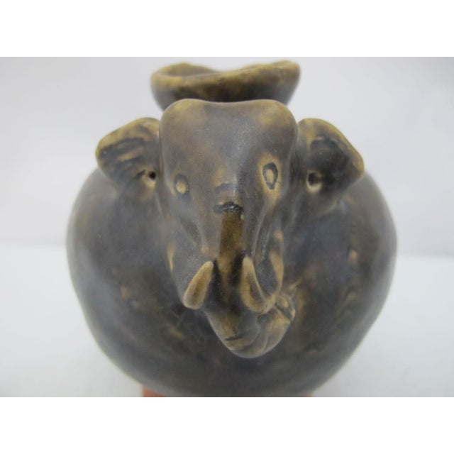 Khmer Cambodian Elephant Stoneware Lime Betel Nut Pot Pair For Sale - Image 15 of 17