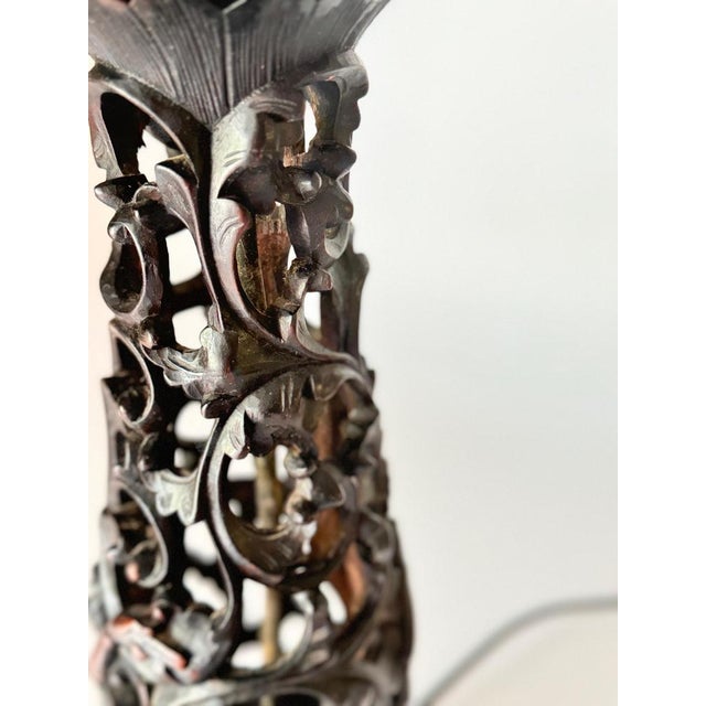 Brutalist Table Lamp in Wood, France, 20th Century For Sale - Image 3 of 12