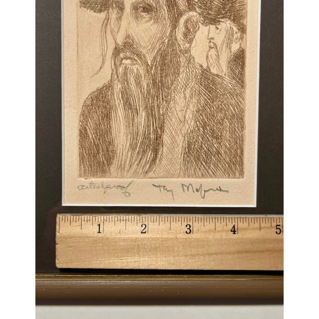 1960s Rare C. 1960s Tony Mafia Jewish Figures Etching Artist Proof Signed Framed For Sale - Image 5 of 7