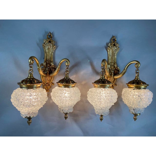 1980s French Louis XVI Gold Bronze Crystal Wall Lamps / Sconces - Pair For Sale - Image 16 of 18
