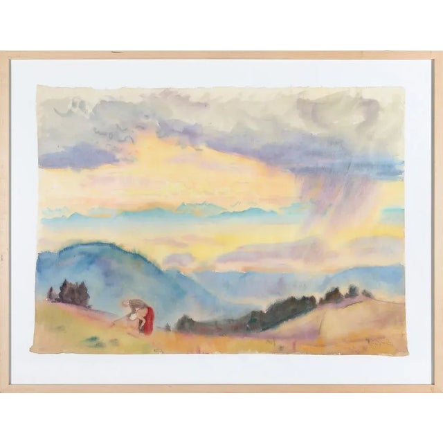 Hans Brasch, Large Expressionist Watercolor, 1927, Masters Student of Hans Thoma & Student of Ferdinand Hodler For Sale - Image 3 of 7