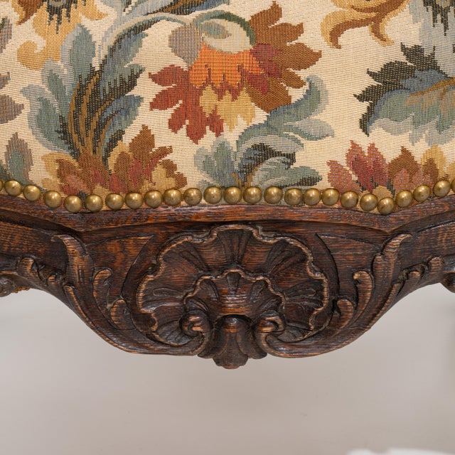 19th Century Louis XV Oak Armchair With Needle Point Upholstery For Sale - Image 10 of 12
