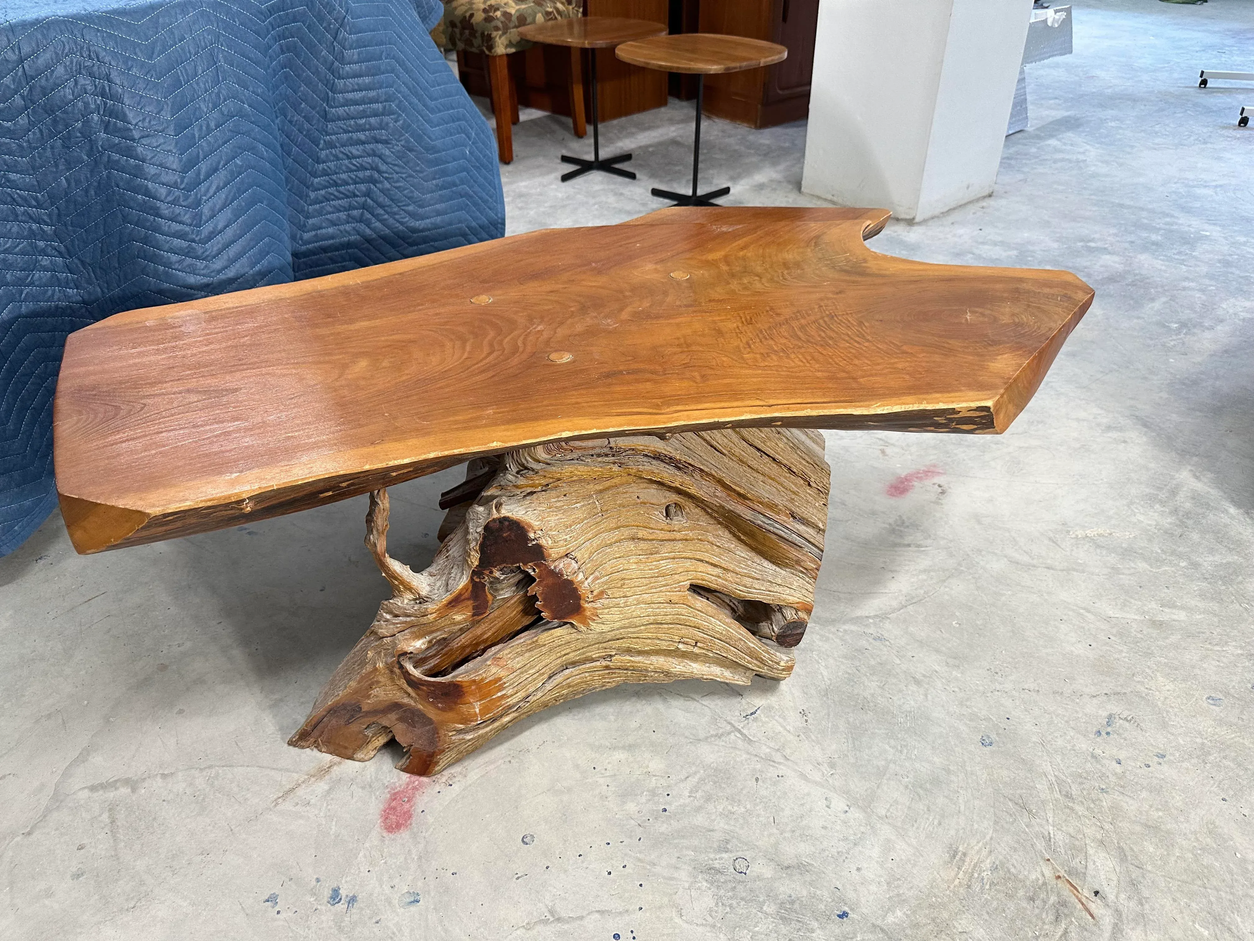 Mid 20th Century Vintage Driftwood Coffee Table, Live Edge, in