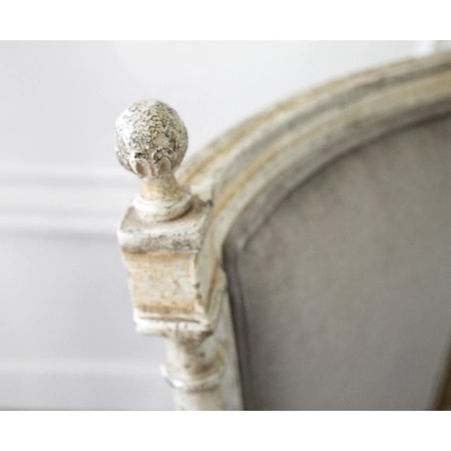 Wood 19th Century Painted and Upholstered Louis XVI Style Open Arm Fauteuils - a Pair For Sale - Image 7 of 13