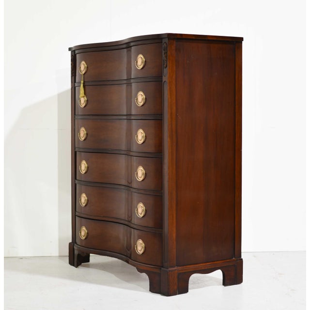 Mid 20th Century Mid Century Regency Style Mahogany Serpentine Tallboy the Darlington Collection by Kent Coffey For Sale - Image 5 of 13