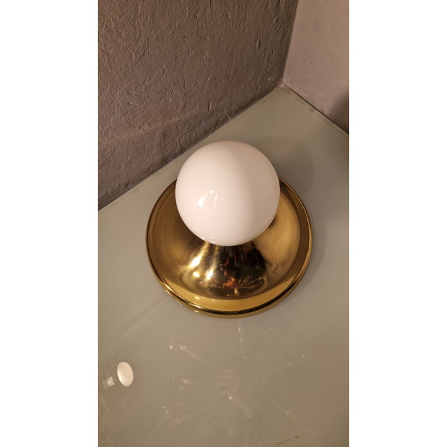 Vintage Wall Lamp in Brass and Opaline Glass by Achille & Pier Giacomo Castiglioni for Flos, 1960s, in Very Good...