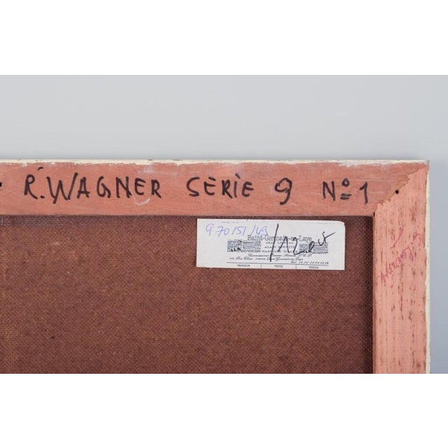 R, Wagner, Geometric Composition, 1970, Oil on Board For Sale - Image 7 of 9