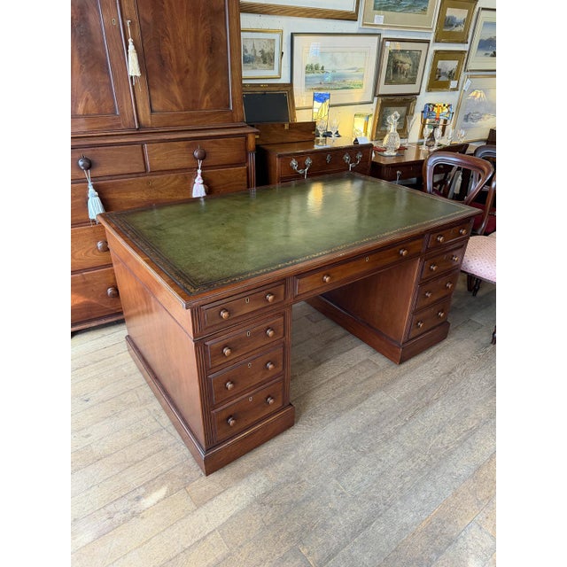 Victorian Mahogany Pedestal Desk, 1880s For Sale - Image 6 of 9