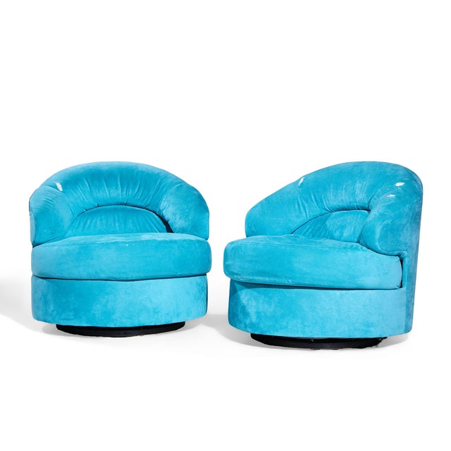 Mid-Century Modern Directional Mid Century Swivel Lounge Chairs - Pair For Sale - Image 3 of 12