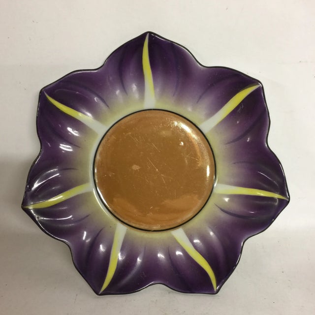 Vintage Hand Painted Opalescent Bowl and Plate For Sale - Image 4 of 9