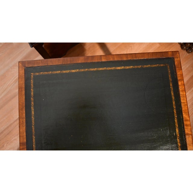 1930s Pair of English Regency Mahogany Green Leather Top Accent Side Tables For Sale - Image 17 of 18