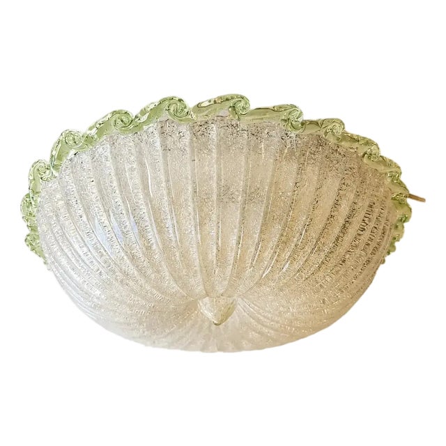 Italian White Graniglia Budinomurano Glass Flush Mount by Simoeng For Sale