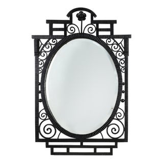 French Art Deco Wrought Iron Mirror, 1920s For Sale