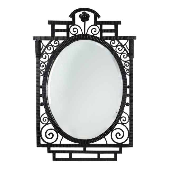 French Art Deco Wrought Iron Mirror, 1920s For Sale
