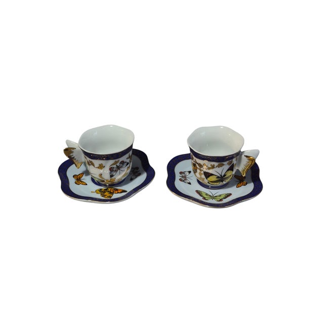 Ceramic Late 20th Century Pair Formalities by Baum Brothers Porcelain Butterflies Demi-Tasse Cup & Saucer For Sale - Image 7 of 7