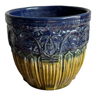 Brush McCoy Majolica Jardiniere: Satyr Gargoyle Art Pottery For Sale