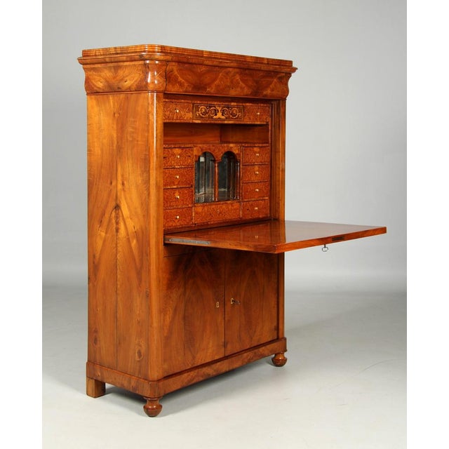 Antique Biedermeier Walnut Secretary, 1835 For Sale - Image 11 of 18