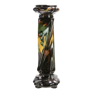 Mid 20th Century Hand Painted Ceramic Plant Stand Pedestal With Grapevines