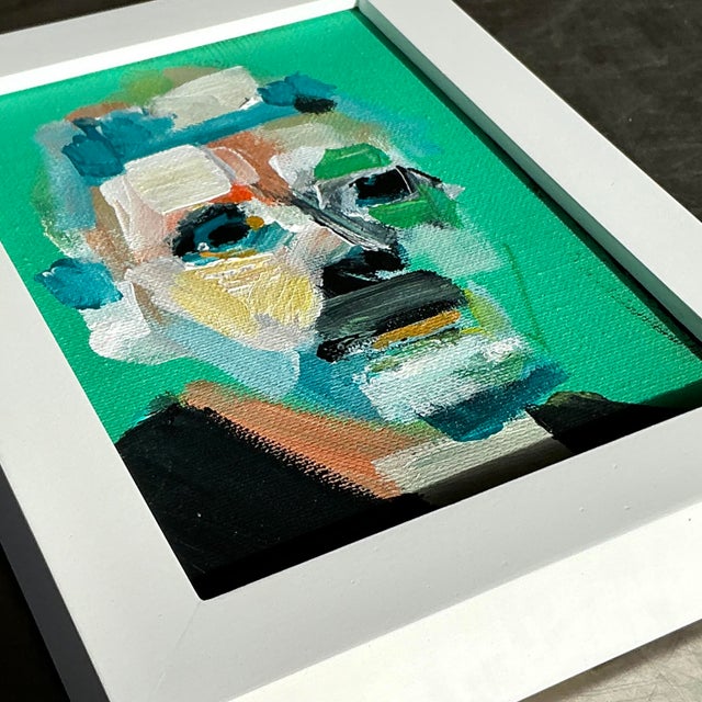 Vintage Boho Original Abstract Expressionist Oil Portrait on Canvas For Sale In West Palm - Image 6 of 6