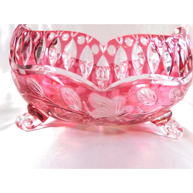 1940s 1940s Pink Cut to Clear Footed Bowl For Sale - Image 5 of 5