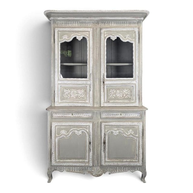 Norman Glass-Fronted 2-Body Buffet in Patinated Grey and White Oak For Sale - Image 11 of 11