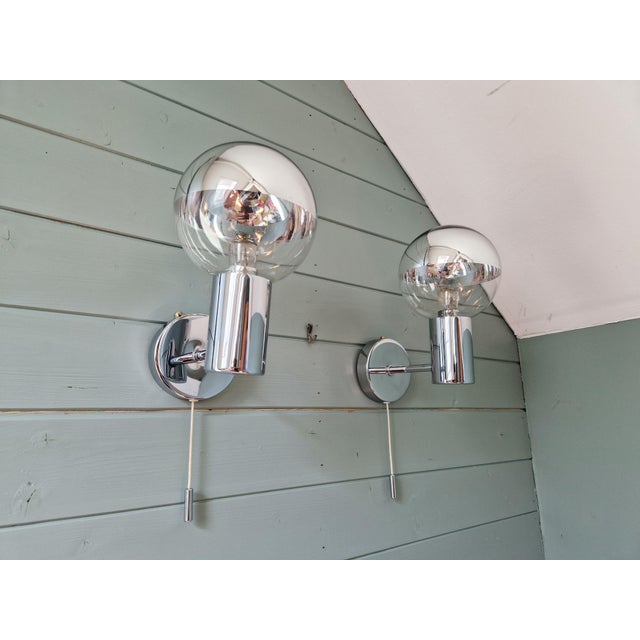Space Age Wall Sconces in Chromed Metal by Motoko Ishii for Staff Leuchten, 1970, Set of 2 For Sale - Image 13 of 17