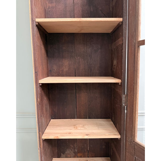 19th Century Tall Glass-Fronted Cupboard in Oak, 1890s For Sale - Image 5 of 13