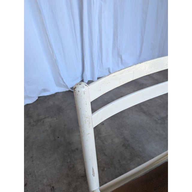 Wood Vintage Dining Chair in White Beech Wood and Brown Leather Look Seat, 1970s For Sale - Image 7 of 18