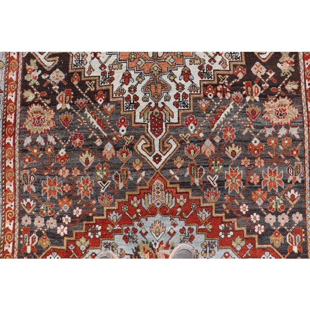 Textile Antique Persian Tribal Design Bakhtiari Rug in Multi Colors by Keivan Woven Arts For Sale - Image 7 of 14