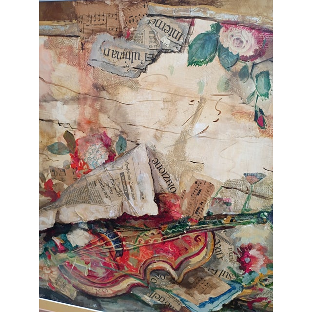 1960s Vittorio Turo Mid-Century Original Trompe Violin Collage – Framed 33" X 26" For Sale - Image 9 of 13