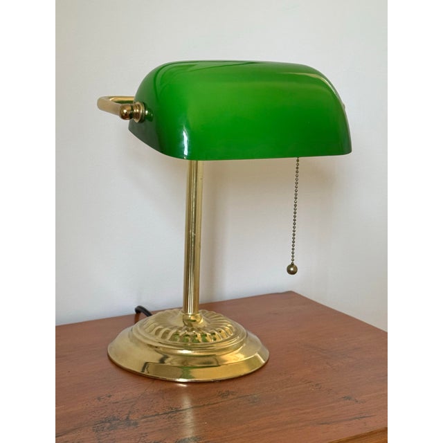 American Classic Green Emeraldite Shade Bankers Lamp For Sale - Image 3 of 8