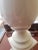 Traditional Vintage White Porcelain Lamp With Crewel Work Shade For Sale - Image 3 of 11