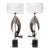 Pair Vintage Italian Brutalist Style Lamps With White Shades For Sale