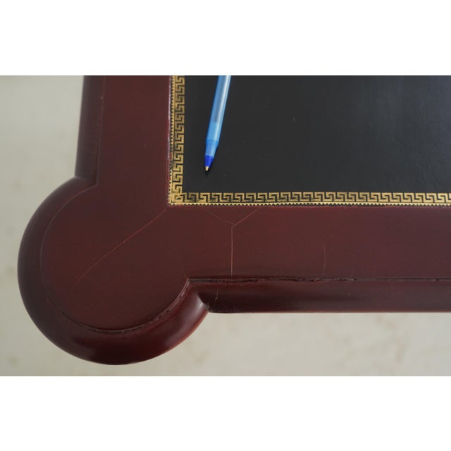 Kindel Leather Top Bamboo Form Leg Games Table For Sale - Image 13 of 15